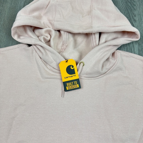 Carhartt Men Loose Fit Midweight Logo Sleeve Graphic Hoodie Sz 2XL Ash Rose Pink - Picture 5 of 9
